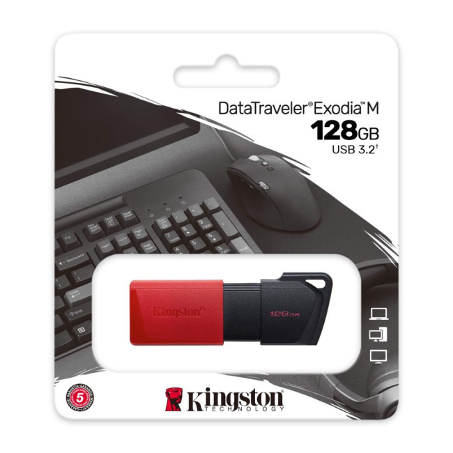 Флеш пам'ять 128GB USB3.2 Gen1 DataTraveler ExodiaM (Black + Red) KINGSTON DTXM/128GB