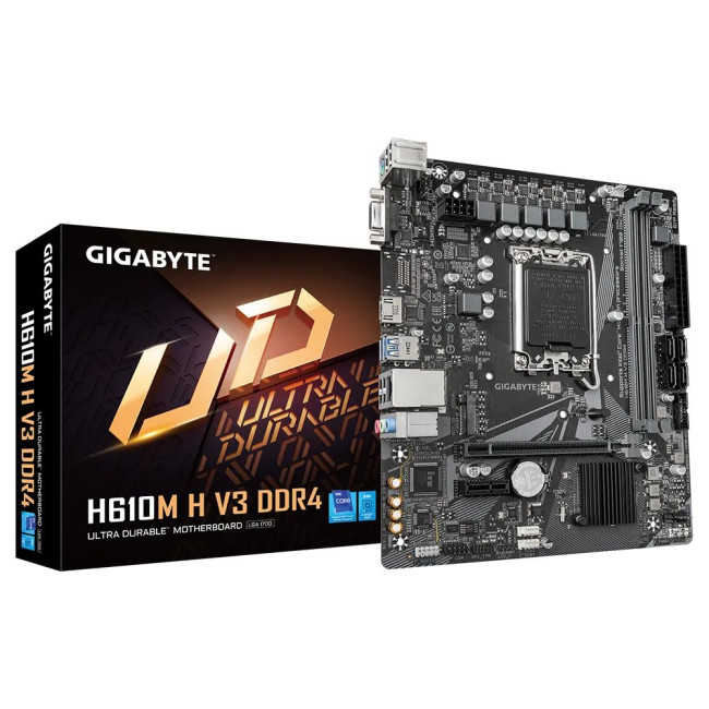 Mатеринська плата s1700 Intel H610 HDMI/VGA 1xM.2 GbE LAN mATX GIGABYTE H610M H V3 DDR4