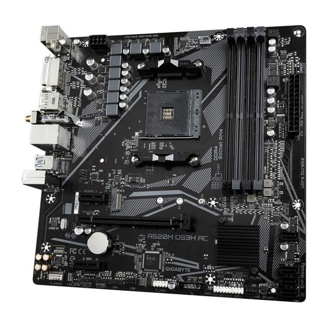 Материнська плата sAM4 AMD A520 DP/HDMI/DVI 4xDDR4 1xM.2 GbE Lan mATX GIGABYTE A520M DS3H AC