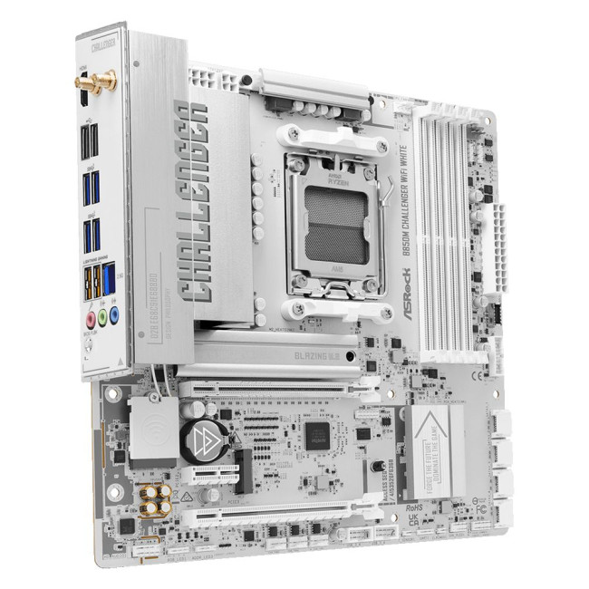 Mатеринська плата sAM5 AMD B850 4xDDR5 HDMI 2xM.2 2.5GbE LAN mATX ASROCK B850M CHALLENGER WIFI WHITE