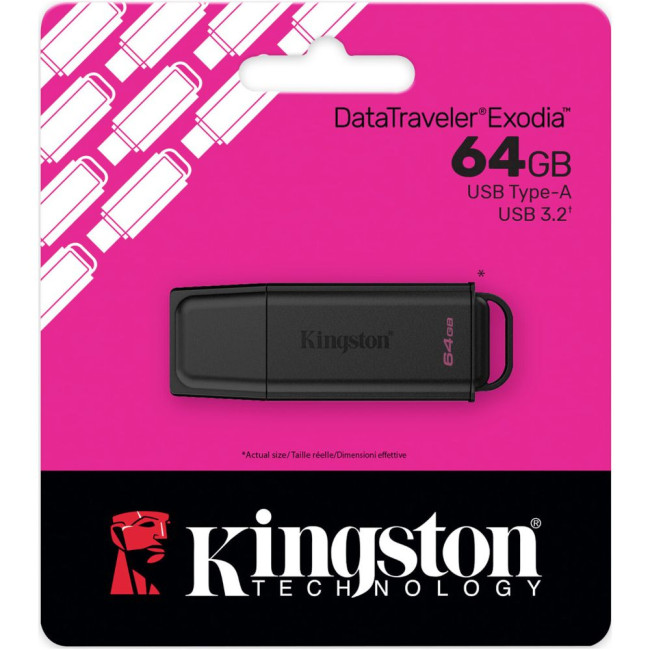 Флеш пам'ять 64GB USB 3.2 Gen 1 DataTraveler Exodia Black KINGSTON DTXG2/64GB