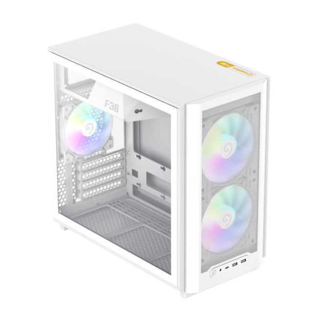 Корпус Micro ATX без блока живлення, білий, загарттоване скло, Mini Tower, M-ATX(200mm), Mini ITX GAMEMAX F36 WH