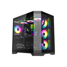 Корпус комп'ютерний Midi ATX без блока живлення X,M-ATX, ITX,Tempered Glass,Metal cover, USB2.0x1, GAMEMAX HYPE-A Black