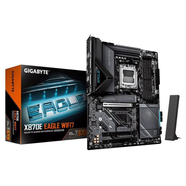 Mатеринська плата sAM5 AMD X870E HDMI/2xUSB4 4xM.2 5GbE LAN mATX GIGABYTE X870E EAGLE WIFI7