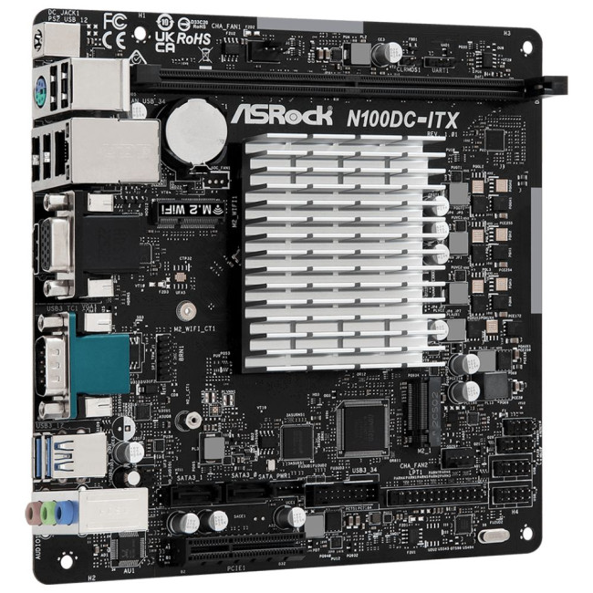 Материнська плата +CPU Intel N100 4core HDMI/VGA 1xDDR4 1xM.2 COM GbE LAN mini-ITX ASROCK N100DC-ITX