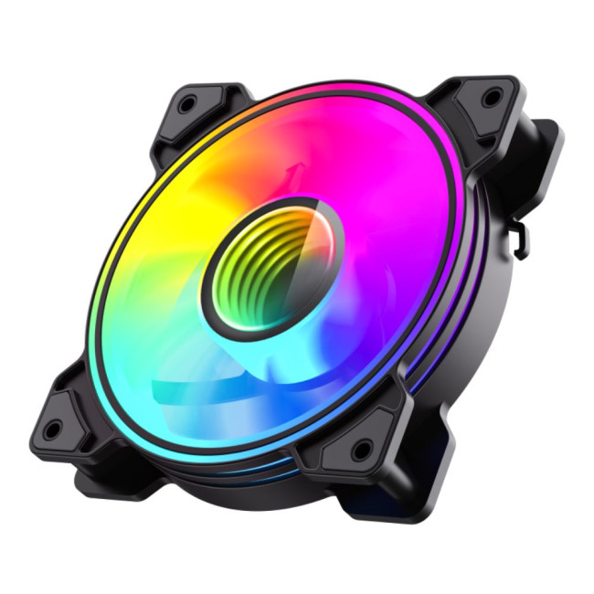 Кулер для корпусу 120 мм, ARGB 3pin 5V(M/F),Molex+3pin, AURA SYNC or ARGB HUB GAMEMAX Dual Ring Infinity BK