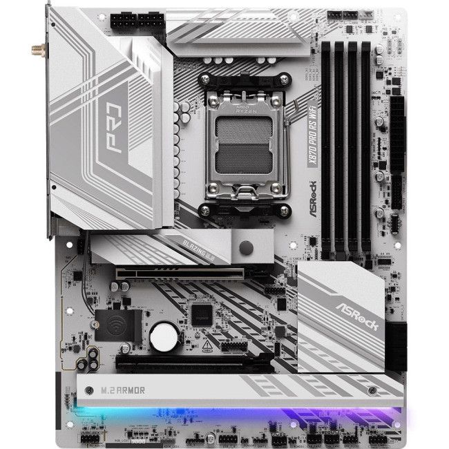 Mатеринська плата sAM5 AMD X870 4xDDR5 HDMI/2xUSB4 3xM.2 2.5GbE LAN ATX ASROCK X870 PRO RS WIFI