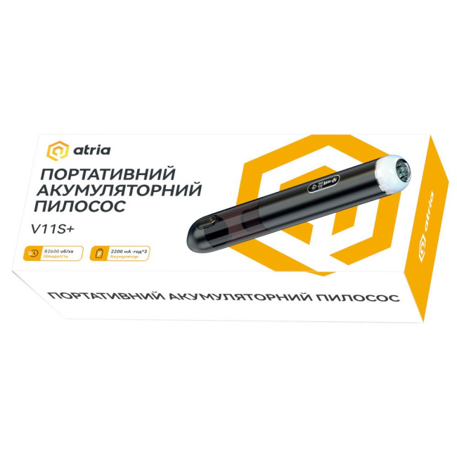 Портативний пилосос Atria V11S+ Black 120Вт ємніст6600мАг ATRIA V11S+