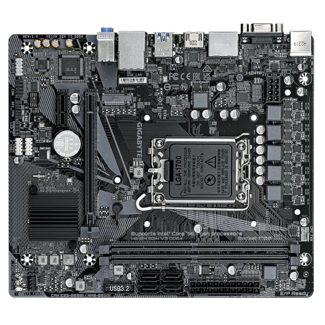 Mатеринська плата s1700 Intel H610 2xDP/HDMI/VGA 2xM.2 GbE LAN mATX GIGABYTE H610M S2H V3 DDR4