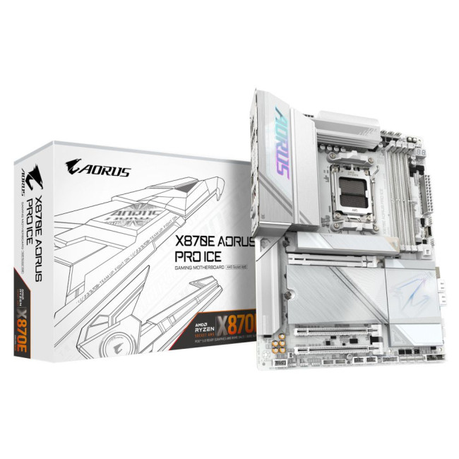 Mатеринська плата sAM5 AMD X870E HDMI 4xM.2  USB4.0 2.5GbE LAN ATX GIGABYTE X870E AORUS PRO ICE