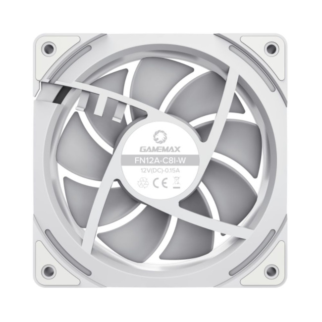 Кулер для корпусу 120 мм, 4pin(M/F)/3pin(M/F), ARGB, PWM, білий, FN12A-C8I-W GAMEMAX FN12A-C8I-W