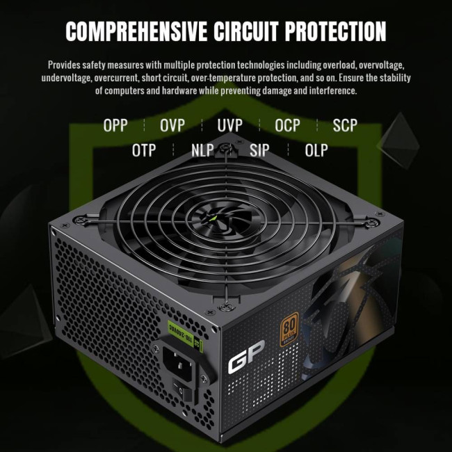 Блок живлення ATX 750W, 80+ Bronze, 140mm Ultra Silent Fan OVP / UVP/ SIP / OCP/ OLP/ OPP/ SCP GAMEMAX GP 750B