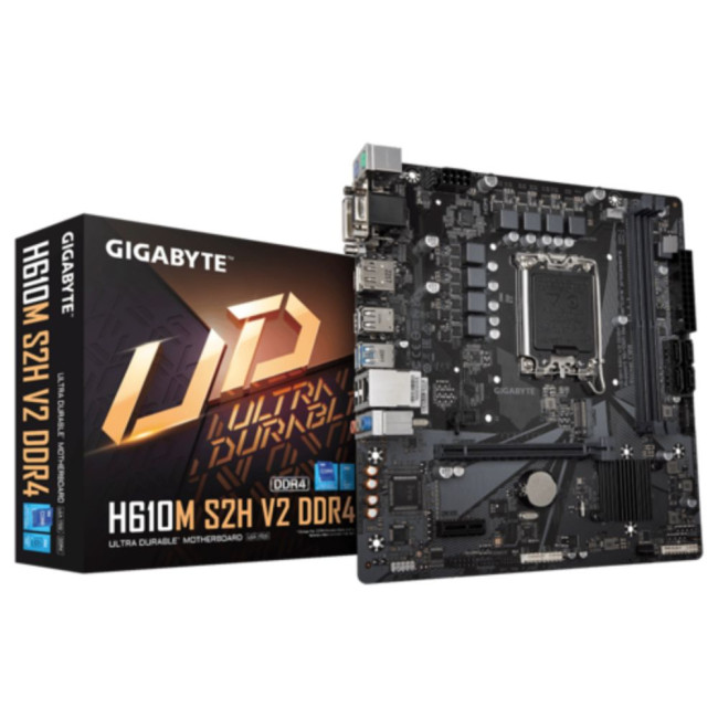 Mатеринська плата s1700 Intel H610 DP/HDMI/DVI/VGA 1xM.2 GbE LAN mATX GIGABYTE H610M S2H V2 DDR4