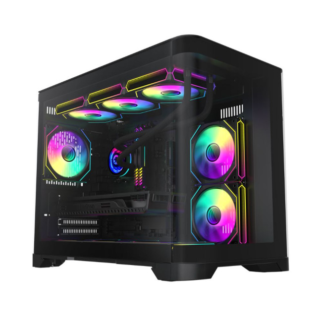 Корпус Mid Tower M-ATX без блока живлення , загартоварне склоM-ATX,ITX, Tempered Glass,USB3.0x1,USB2 GAMEMAX HYPE-M Black
