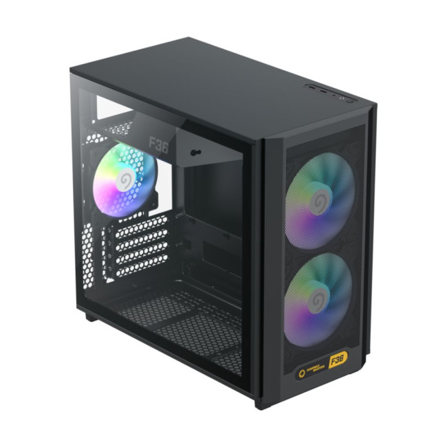 Корпус Micro ATX без блока живлення, чорний, загартоване скло, Mini Tower, M-ATX(200mm), Mini ITX GAMEMAX F36 BK