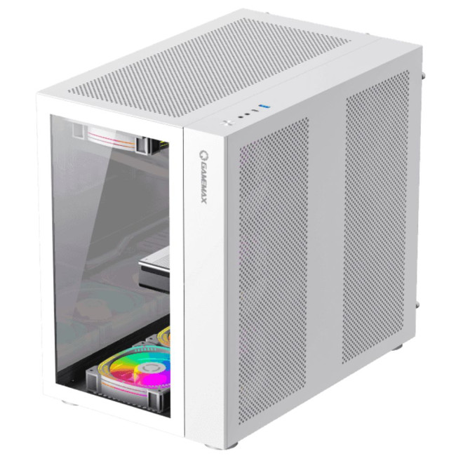 Корпус ATX без блока живлення, загартоване скло, ATX,M-ATX,ITX, VGA Card Length Up to 360 GAMEMAX Infinity White