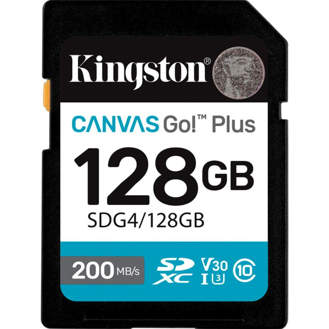 Карта пам'яті 128GB SDXC Canvas Go Plus Gen4 200MB/s C10 UHS-I U3 V30 KINGSTON SDG4/128GB
