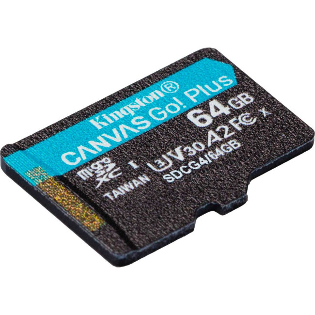 Карта пам'яті 64GB microSDXC Canvas Go Plus Gen4 200MB/s A2 U3 V30 Card + w/o ADP KINGSTON SDCG4/64GBSP