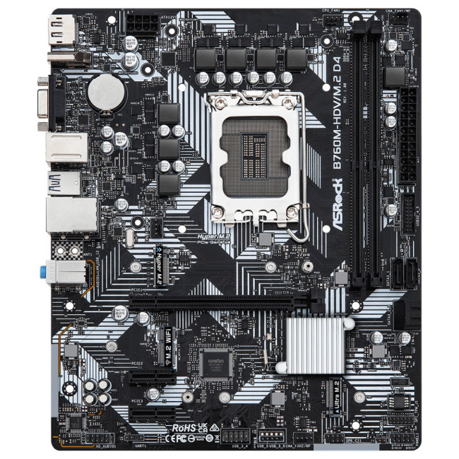 Mатеринська плата s1700 Intel B760 DP/HDMI/VGA 3xM.2 2xDDR4 GbE LAN mATX ASROCK B760M-HDV/M.2 D4