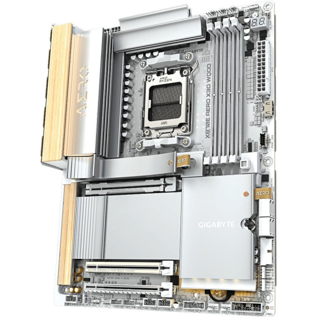 Mатеринська плата sAM5 AMD X870E 2xHDMI/2xUSB4 Type-C 4xM.2 2x5GbE LAN ATX GIGABYTE X870E AERO X3D WOOD