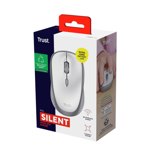Миша бездротова Yvi+ Silent Wireless Mouse White 1600 dpi TRUST Yvi+ Mouse white (25513)