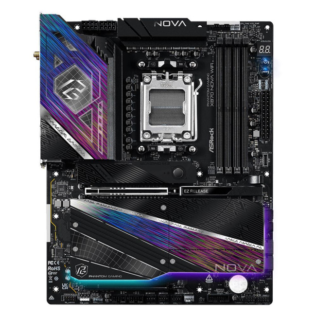 Mатеринська плата sAM5 AMD X870 4xDDR5 HDMI/2xUSB4 Type-C 5xM.2 5GbE LAN ATX ASROCK X870 NOVA WIFI