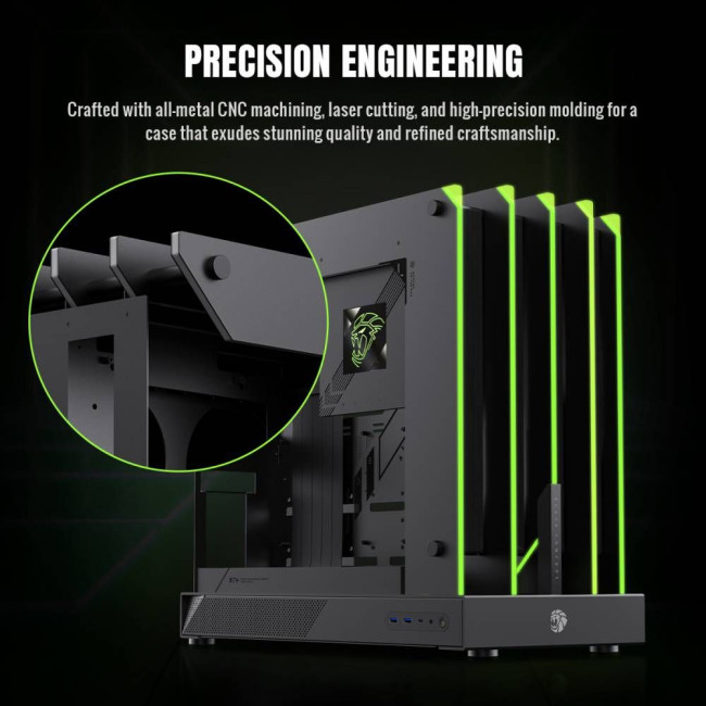 Корпус ATX без блока живлення виготовлений з використанням прецизійної обробки на верстаті з ЧПУ та GAMEMAX Blade Concept