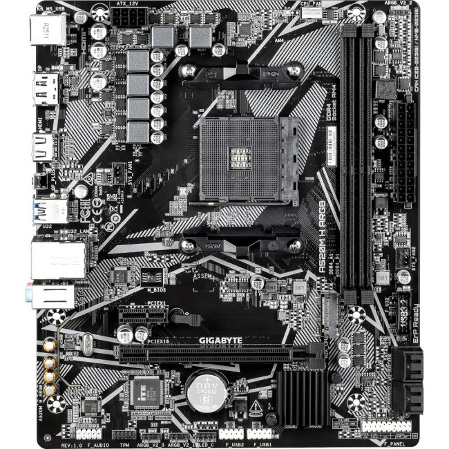Материнська плата sAM4 AMD A520 HDMI/DP 1xM.2 GbE Lan mATX GIGABYTE A520M H ARGB