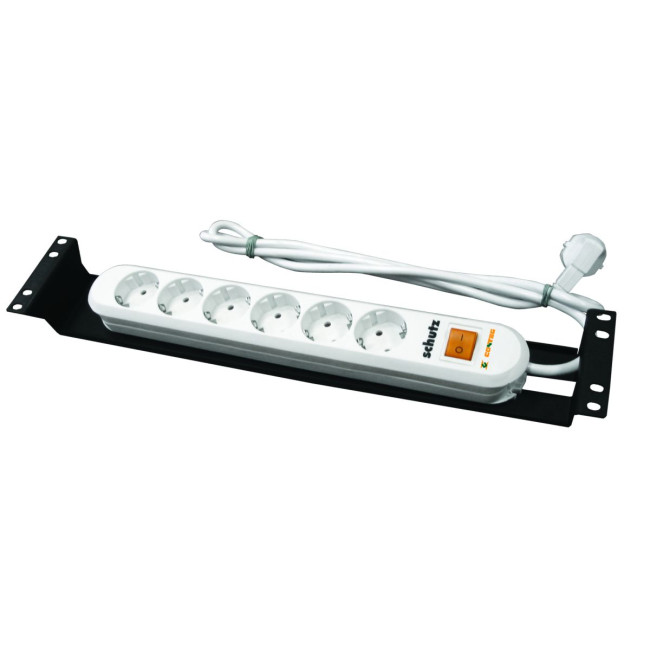 Блок розеток (6xSchuko), вилка Schuko, вимикач, 2U, шнур живл 3м CONTEG DP-RP-06-SCHUSP