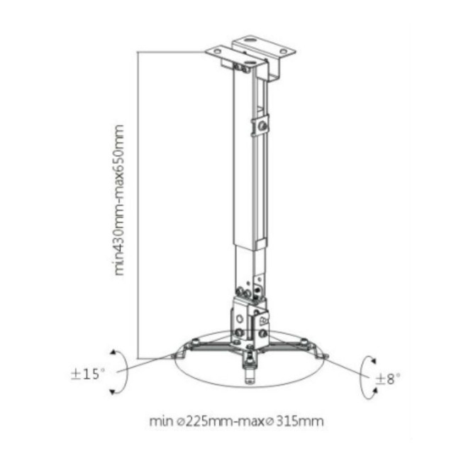 кронштейне для проектора(нахил15,довжина430-650см) BRATECK PRB-2G
