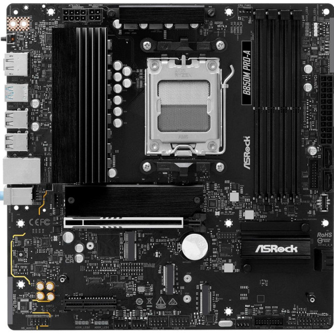 Mатеринська плата sAM5 AMD B850 4xDDR5 HDMI/DP 3xM.2 2.5GbE LAN mATX ASROCK B850M PRO-A
