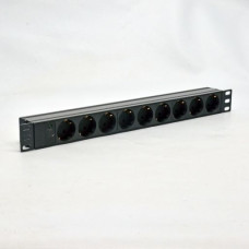Блок розеток (9xSchuko), 1U, C14, без кабелю KINGDA KD-GER(16)N1009WKPB19A-C14