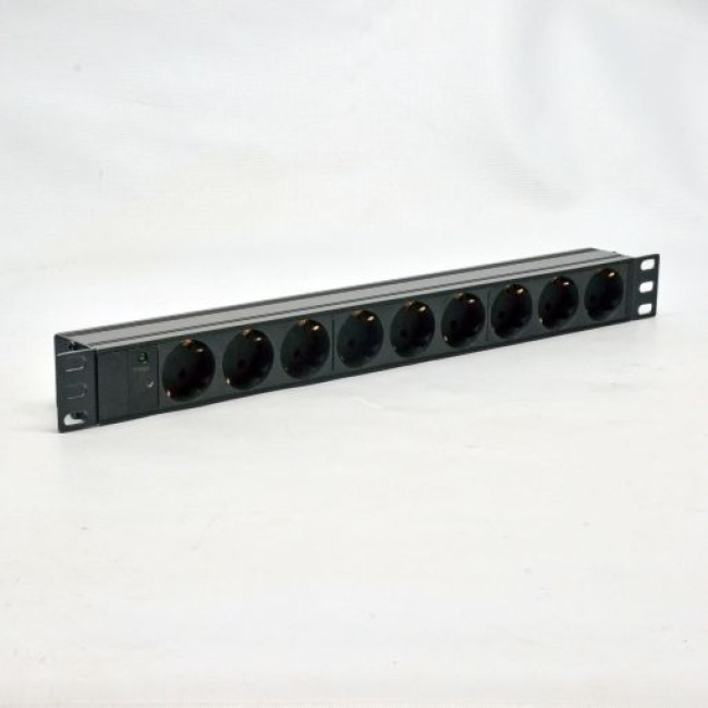 Блок розеток (9xSchuko), 1U, C14, без кабелю KINGDA KD-GER(16)N1009WKPB19A-C14