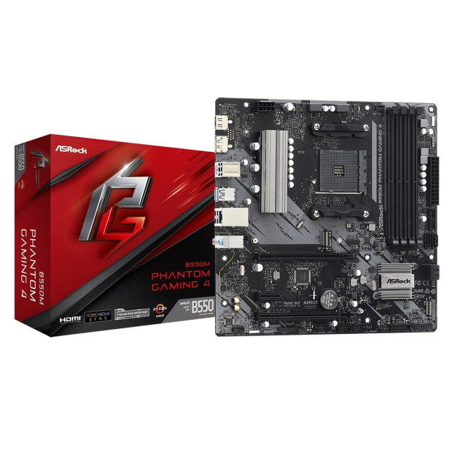 Материнська плата AMD AM4 B550 4DDR4 2PCIex16 2M.2 HDMI/DP ASROCK B550M PHANTOM GAMING 4