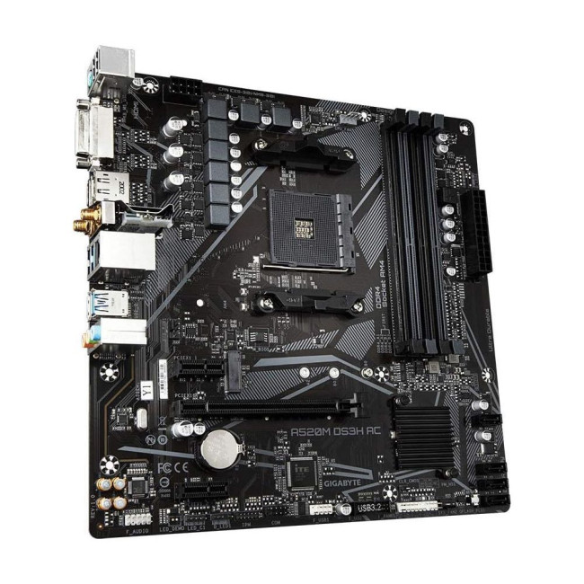 Материнська плата sAM4 AMD A520 DP/HDMI/DVI 4xDDR4 1xM.2 GbE Lan mATX GIGABYTE A520M DS3H AC