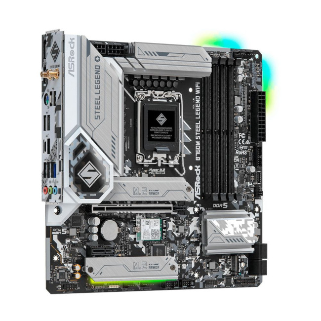 Mатеринська плата s1700 Intel B760 DP/HDMI/eDP 3xM.2 4xDDR5 2.5GbE LAN mATX ASROCK B760M STEEL LEGEND WIFI