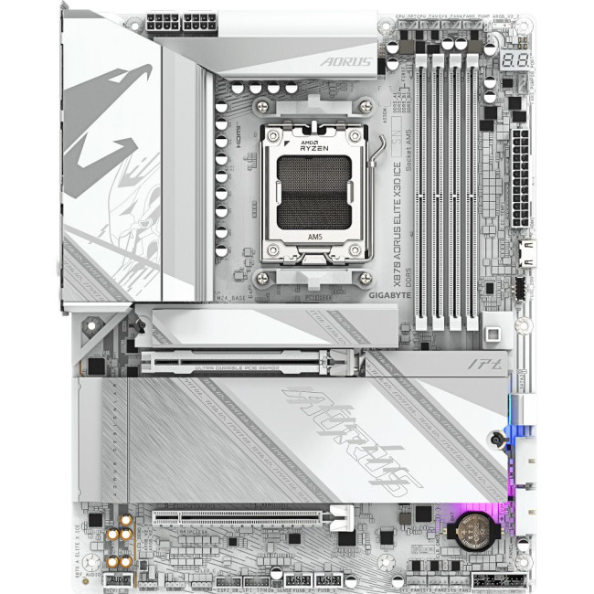 Mатеринська плата sAM5 AMD X870 2xHDMI/2xUSB4 Type-C 4xM.2 5GbE LAN ATX GIGABYTE X870 AORUS ELITE X3D ICE