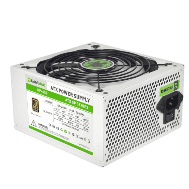 Блок живлення ATX 650W APFC, 80+Bronze, вентилятор 140 мм, білий, коробочний GAMEMAX GP-650-White