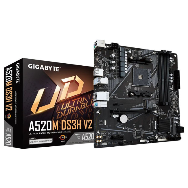 Материнська плата sAM4 AMD A520 DP/HDMI 4xDDR4 1xM.2 GbE Lan mATX GIGABYTE A520M DS3H V2