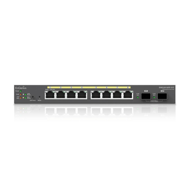 Комутатор 8-port GbE PoE.af/at(+) 110W, 2xSFP ENGENIUS EWS2910FP-FIT (1402A0090326)