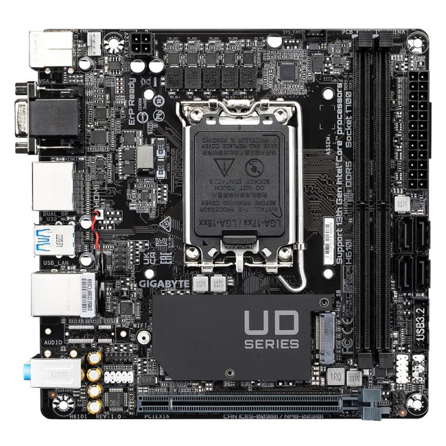 Mатеринська плата s1700 Intel H610 2хDDR5 2xDP/HDMI/VGA 1xM.2 GbE LAN Mini-ITX GIGABYTE H610I
