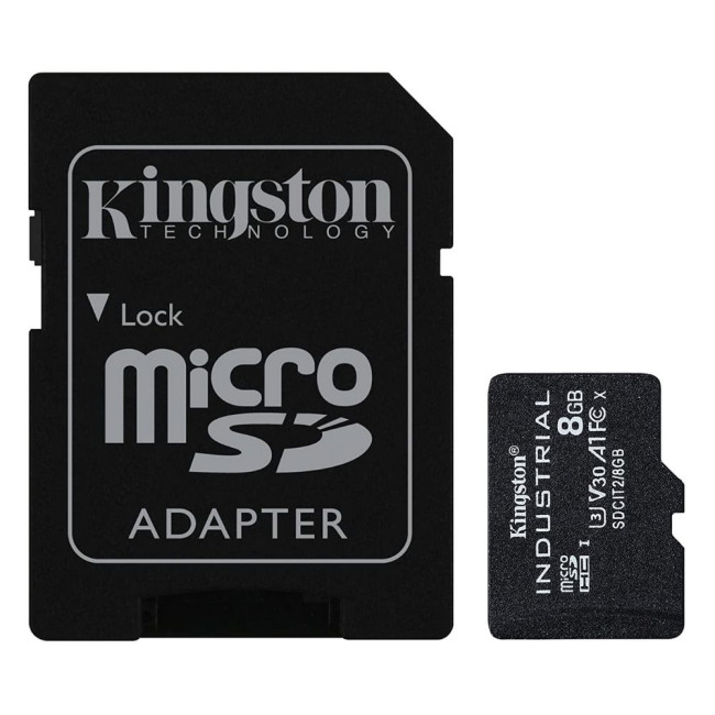 Карта пам'яті 8GB microSDHC/SDXC C10 A1 Industrial 100R/80W UHS-I Speed Class U3, V30, A1 + adapter KINGSTON SDCIT2/8GB
