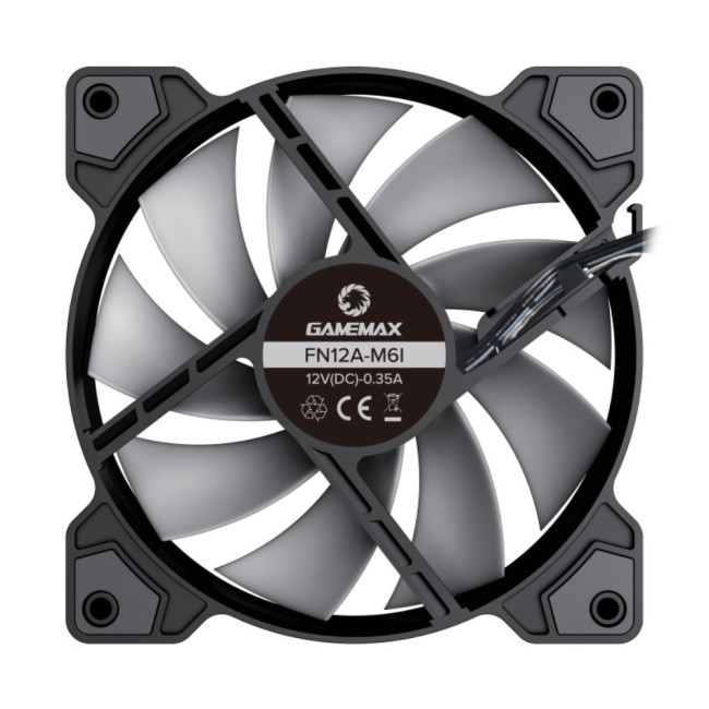 Кулер для корпусу 120 мм, 3pin(F),SM2.5-4PIN(M) SATA, 2PIN LED, ARGB HUB, чорна рамка FN12A-M6I GAMEMAX FN12A-M6I