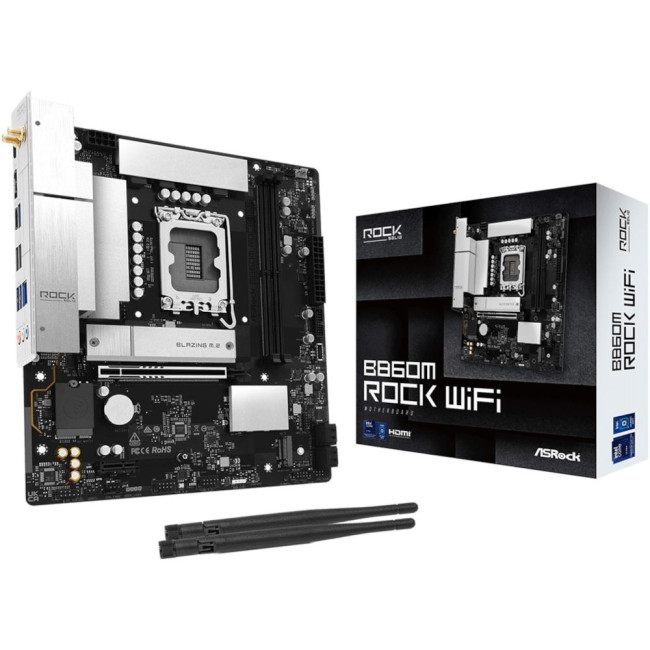 Mатеринська плата s1851 Intel B860 2xDDR5 DP/HDMI 2xM.2 2.5GbE LAN mATX ASROCK B860M ROCK WIFI