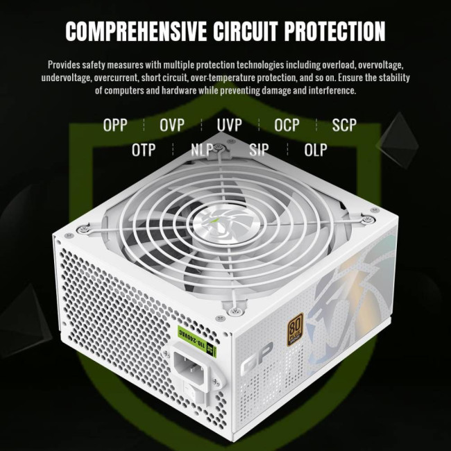 Блок живлення ATX 850W, 80+ Bronze, 140mm Ultra Silent Fan OVP / UVP/ SIP / OCP/ OLP/ OPP/ SCP GAMEMAX GP 850B WH