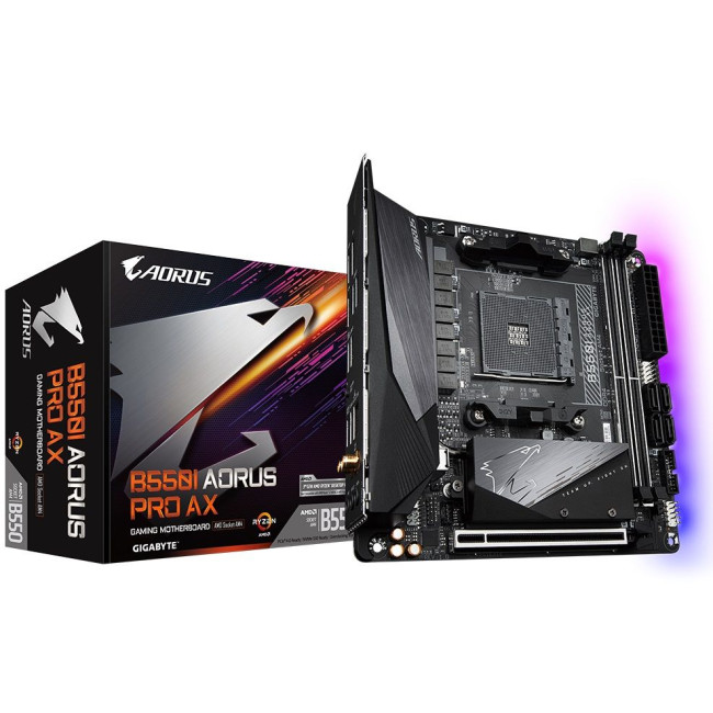 Mатеринська плата sAM4 AMD B550 2xHDMI/DP2xM.2 (PCIe 4.0) USB 3.2 2.5 GbE LAN mini-ITX GIGABYTE B550I AORUS PRO AX