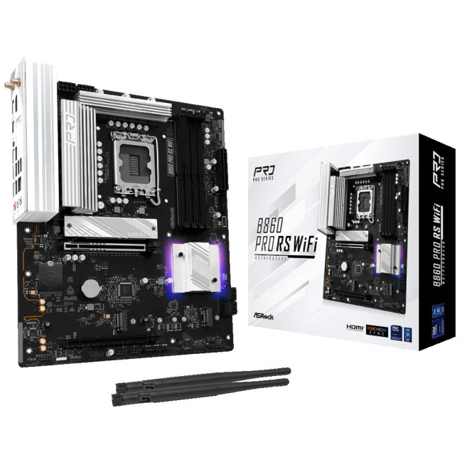Mатеринська плата s1851 Intel B860 4xDDR5 DP/HDMI 4xM.2 2.5GbE LAN ATX ASROCK B860 PRO RS WIFI