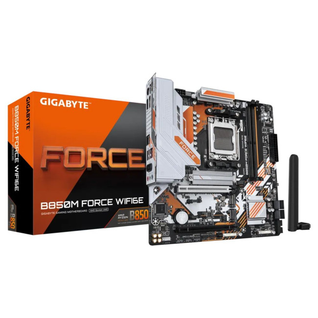 Mатеринська плата sAM5 AMD B850 HDMI/DP 2xDDR5 2xM.2  2.5GbE LAN mATX GIGABYTE B850M FORCE WIFI6E