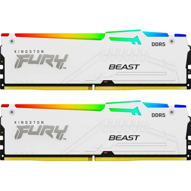 модуль пам'яті 32Gb DDR5 6000MHz Fury Beast White RGB (2x16) EXPO+XMP KINGSTON KF560C36BWE2AK2-32