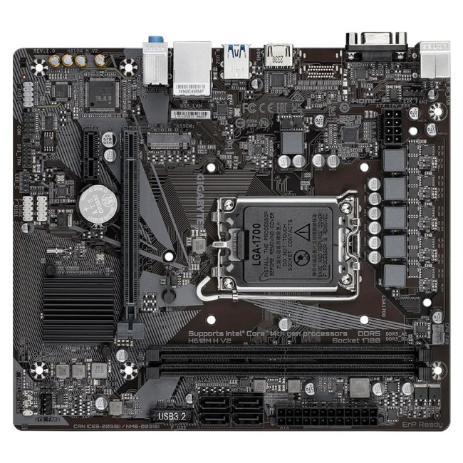 Mатеринська плата s1700 Intel H610 HDMI/VGA 2xDDR5 1xM.2 GbE LAN mATX GIGABYTE H610M H V2